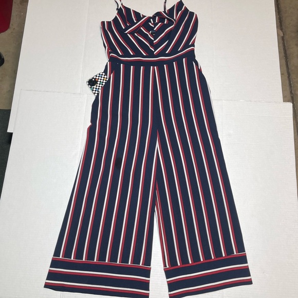 Teeze Me Red, White & Blue Striped Jumpsuit Size 5/6 - Picture 8 of 13